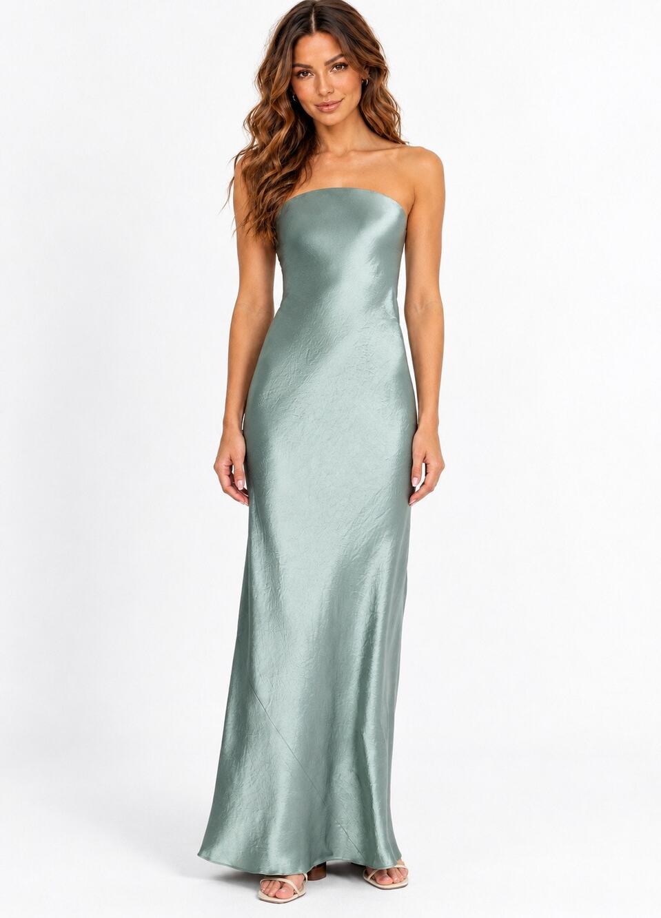 NWT Vince Satin Strapless Maxi Dress Size 8